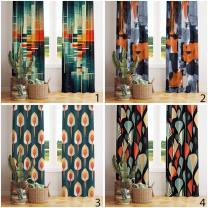 Abstract Retro Mid Century Modern Curtains