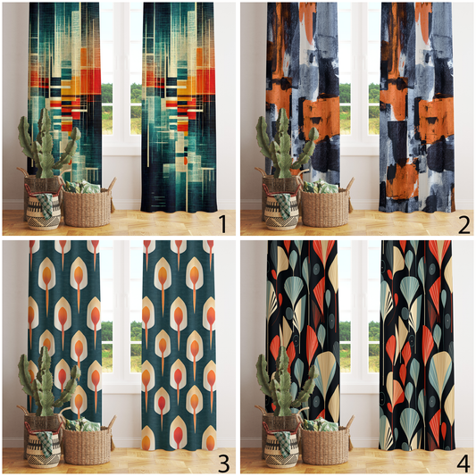 Abstract Retro Mid Century Modern Curtains