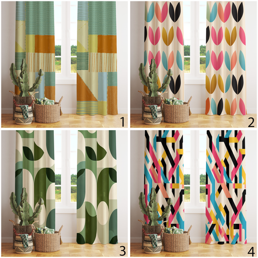 Colorful Retro Abstract Curtains