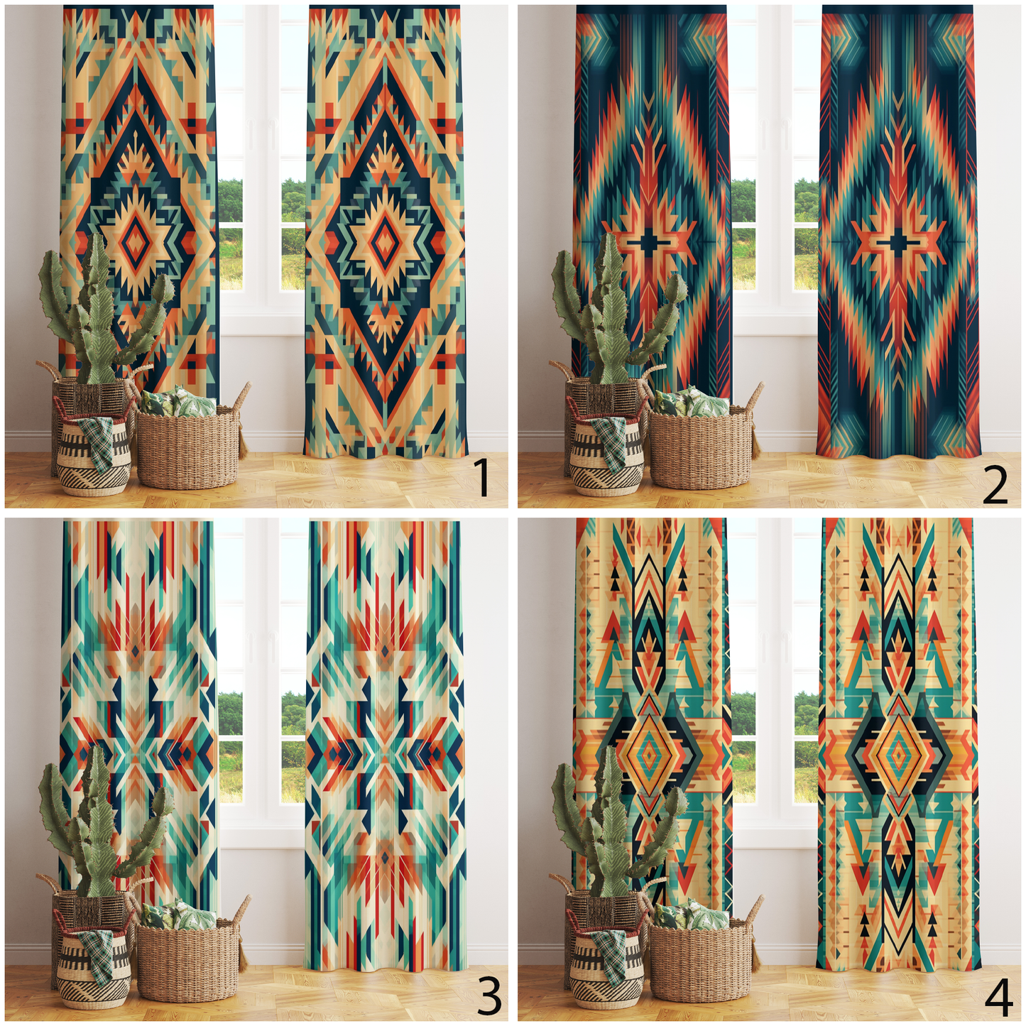 Ethnic Kilim Southwestern Aztec Curtains