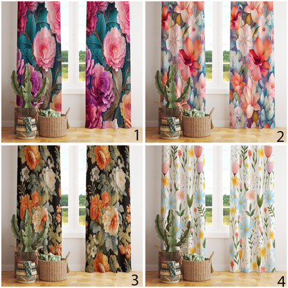 Tapestry Floral Vivid Bright Eyelet Curtains