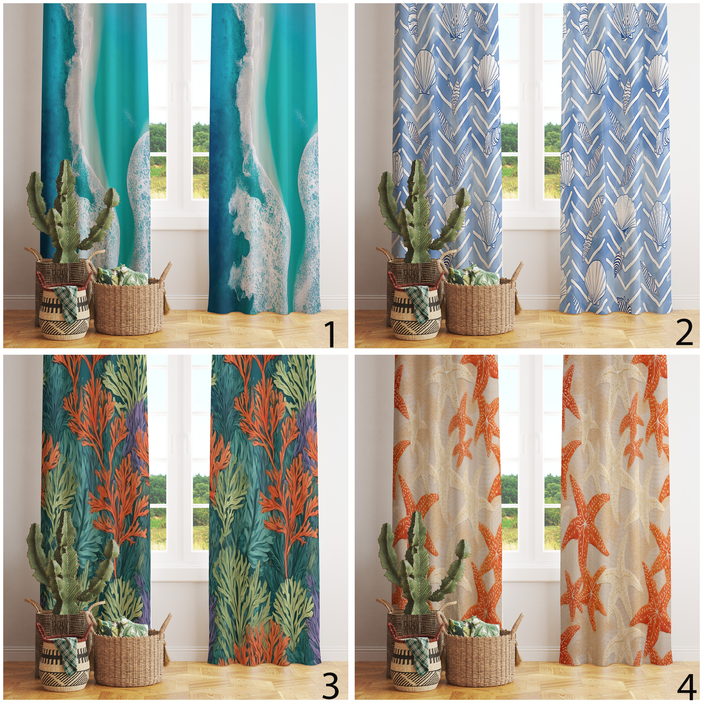 Coastal Curtains Coral Seastar Window Treatments