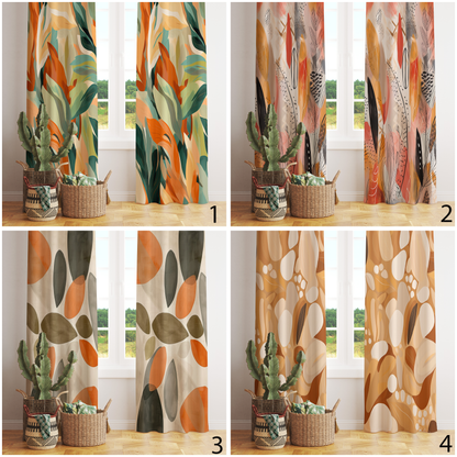 Floral Abstract Curtains Mid Century Modern Flower Drapes