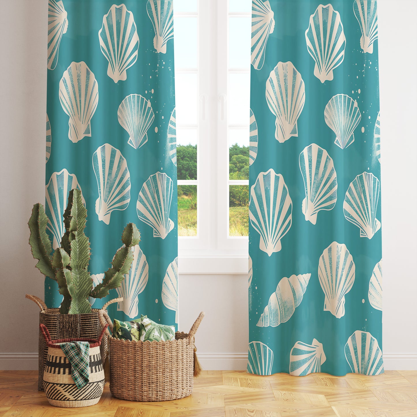 Coastal Marine Summer Theme Sea Pattern Curtains