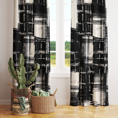 Black & White Geometric Curtains Printed Modern Drapes