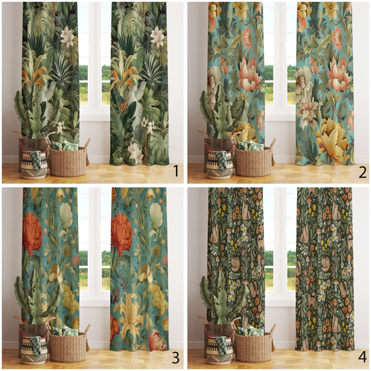 Blossom Leaves Floral Farmhouse Decorative Curtain