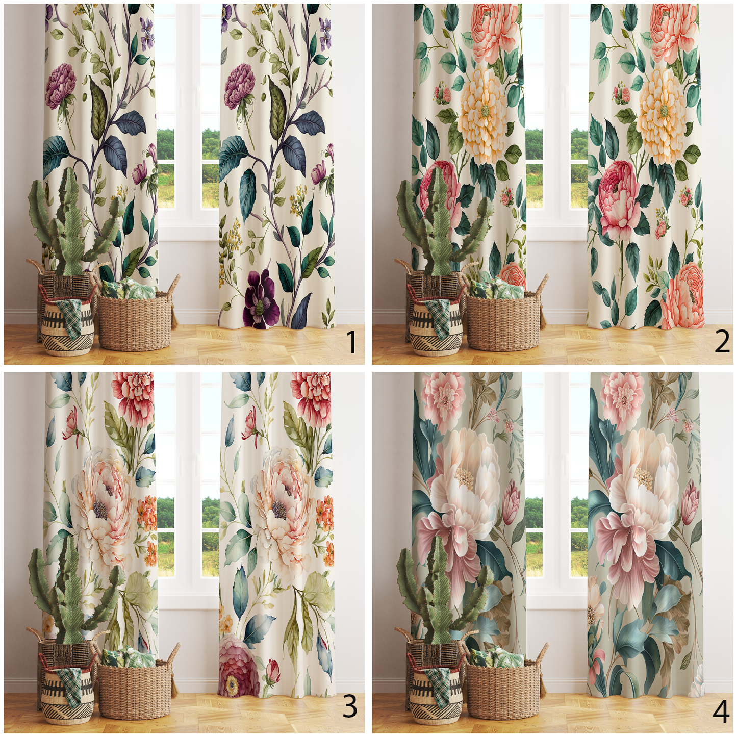 Vintage Floral Eyelet Curtains