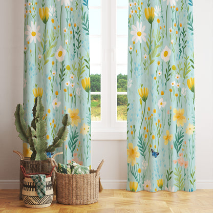 Daisy Floral Curtains Spring Blossom Printed Drapes