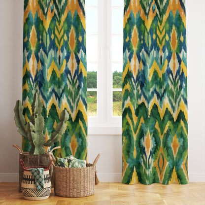 Ikat Ethnic Curtains Morocco Retro Colorful Window Curtain