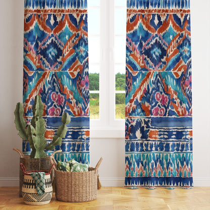 Ethnic Turkish Kilim Rug Prints Aztec Curtains