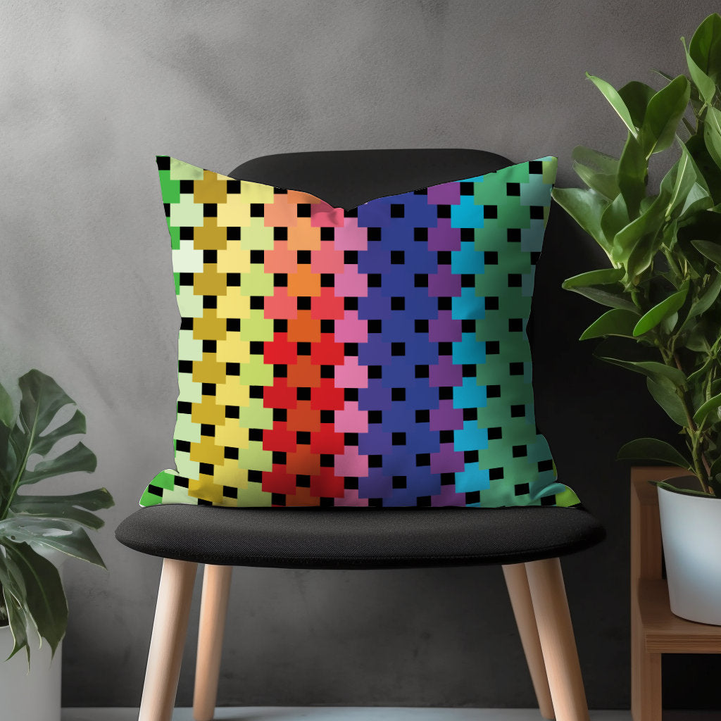 Colorful Abstract Pillow Cover, Mulitcolor Modern Cushion Case, Rainbow Living Room Decoration, Boho Bedroom Throw Pillow Top