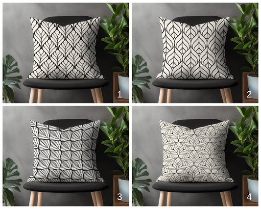 Retro Pillow Cover, Black & White Geometric Cushion Case, Modern Living Room Decoration, Boho Bedroom Throw Pillow Case, Housewarming Gift