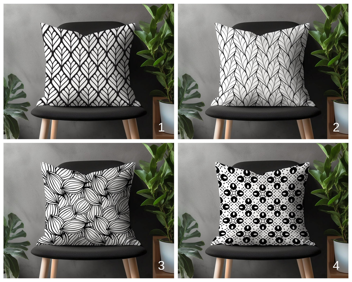 Black & White Pillow Cover, Geometric Cushion Case, Modern Living Room Decoration, Boho Bedroom Throw Pillow Case, Drop Shape Pillow Case