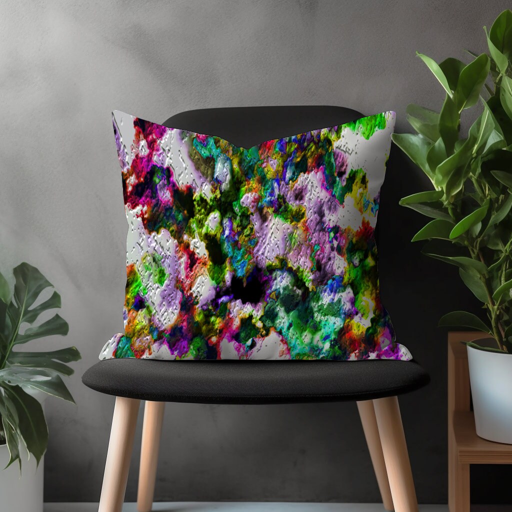 Brush Paint Pillow Cover, Farmhouse Cushion Case, Colorful Bedroom Throw Pillow, Brush Stroke Effect Living Room Decoration