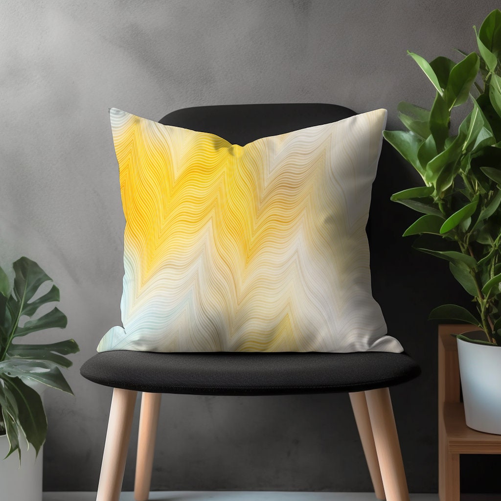 Colorful Abstract Pillow Cover, Yellow Modern Cushion Case, Paint Effect Living Room Decoration, Brushed Look Bedroom Throw Pillow Case