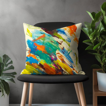 Brush Stroke Pillow Cover, Boho Colorful Cushion Case, Abstract Living Room Decoration, Modern Bedroom Throw Pillow Case, 18x18 20x20 22x22