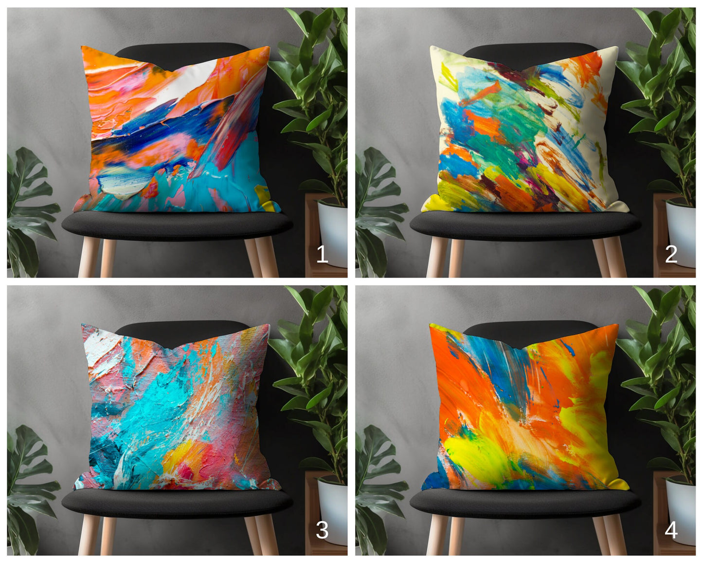 Brush Stroke Pillow Cover, Boho Colorful Cushion Case, Abstract Living Room Decoration, Modern Bedroom Throw Pillow Case, 18x18 20x20 22x22