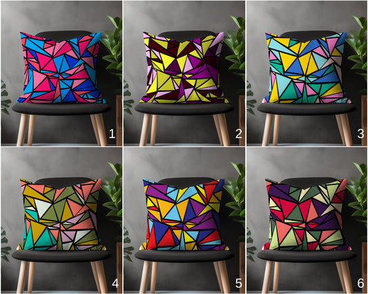 Colorful Retro Pillow Cover, Abstract Euro Pillow Shams, Geometric Modern Bedroom Throw Pillow Decoration, Boho Living Room Decor