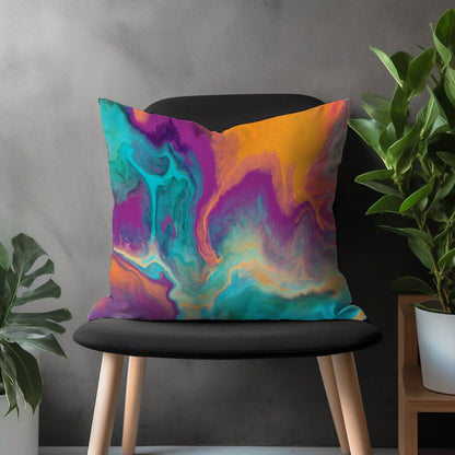 Contemporary Throw Pillow Cover, Decorative Accent Cushion Case, Abstract Living Room Decor, Boho Bedroom Decoration, Colorful Home Textiles