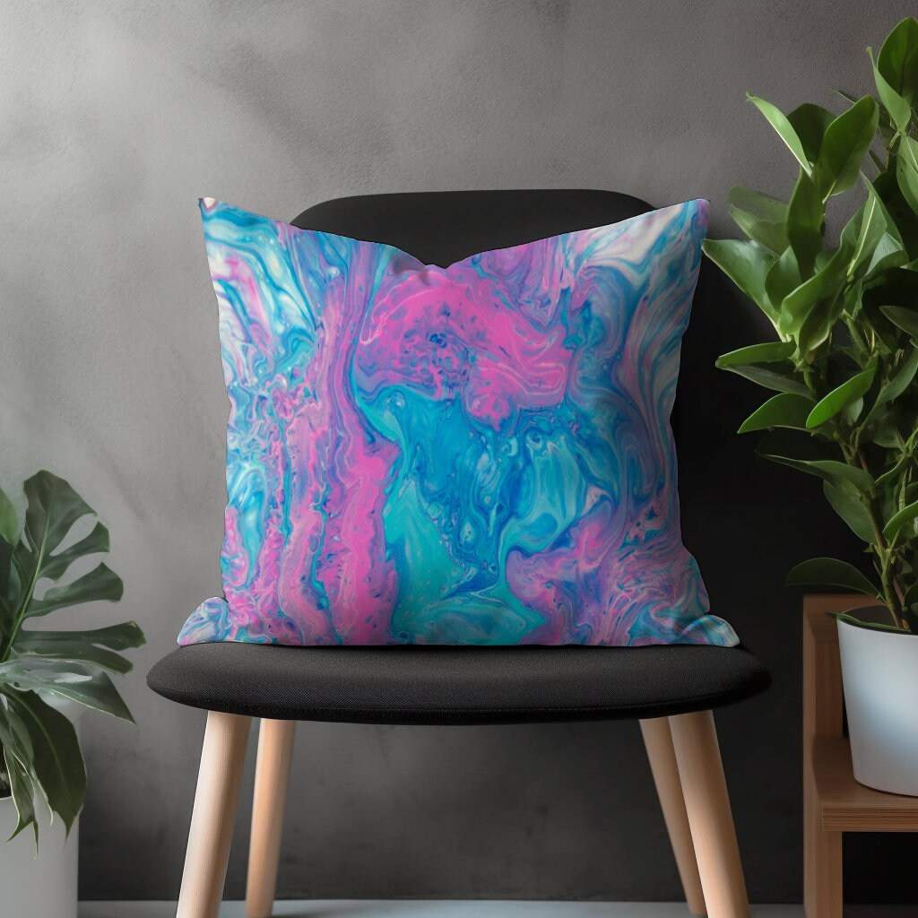 Contemporary Throw Pillow Cover, Decorative Accent Cushion Case, Abstract Living Room Decor, Boho Bedroom Decoration, Colorful Home Textiles