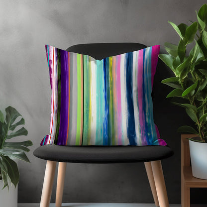 Stripe Colorful Pillow Cover, Abstract Boho Cushion Case, Decorative Bedroom Throw Pillow, Bright Living Room Home Textile, Vivid Home Decor