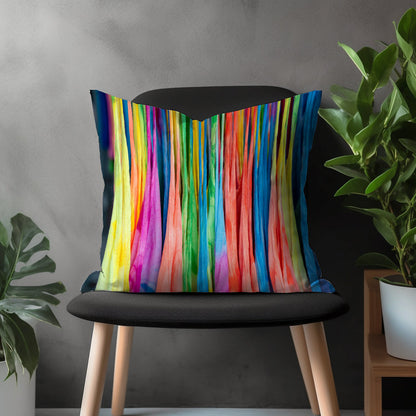 Stripe Colorful Pillow Cover, Abstract Boho Cushion Case, Decorative Bedroom Throw Pillow, Bright Living Room Home Textile, Vivid Home Decor