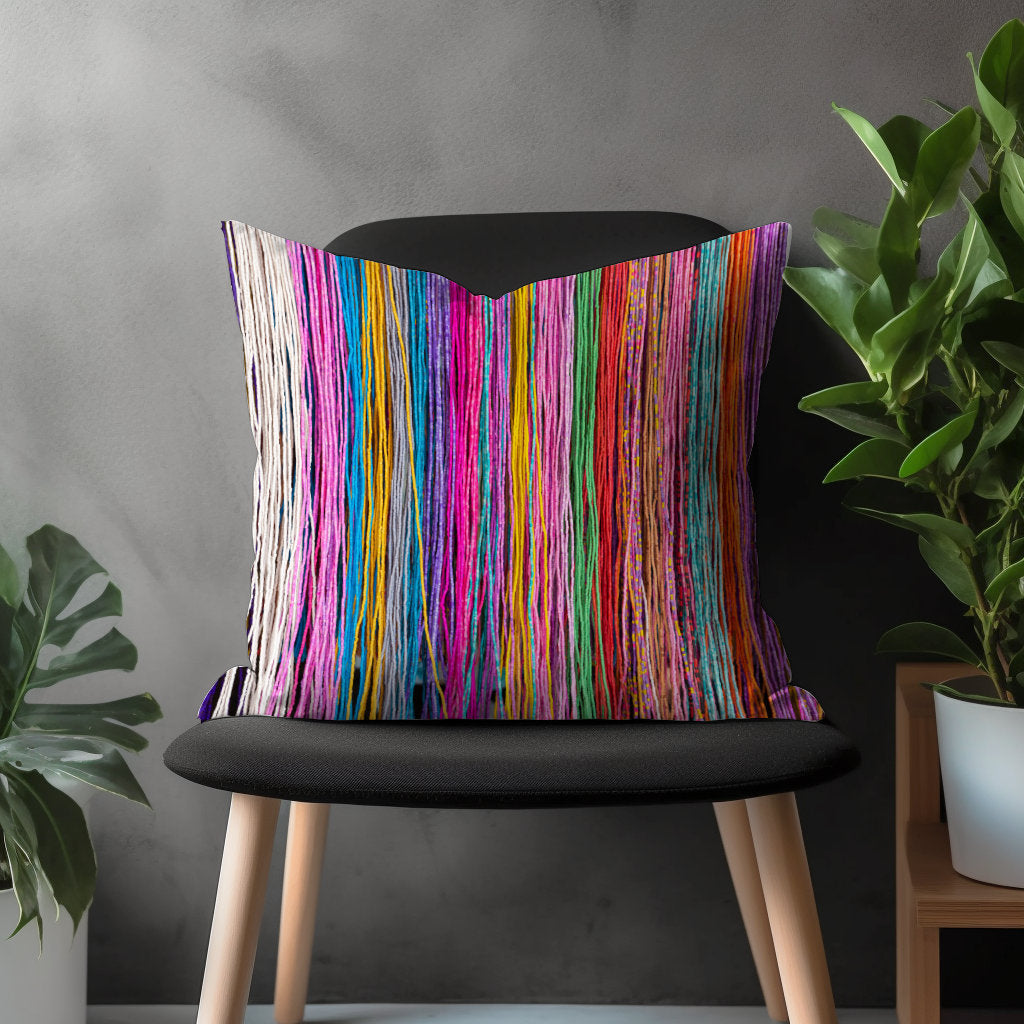 Stripe Colorful Pillow Cover, Abstract Boho Cushion Case, Decorative Bedroom Throw Pillow, Bright Living Room Home Textile, Vivid Home Decor