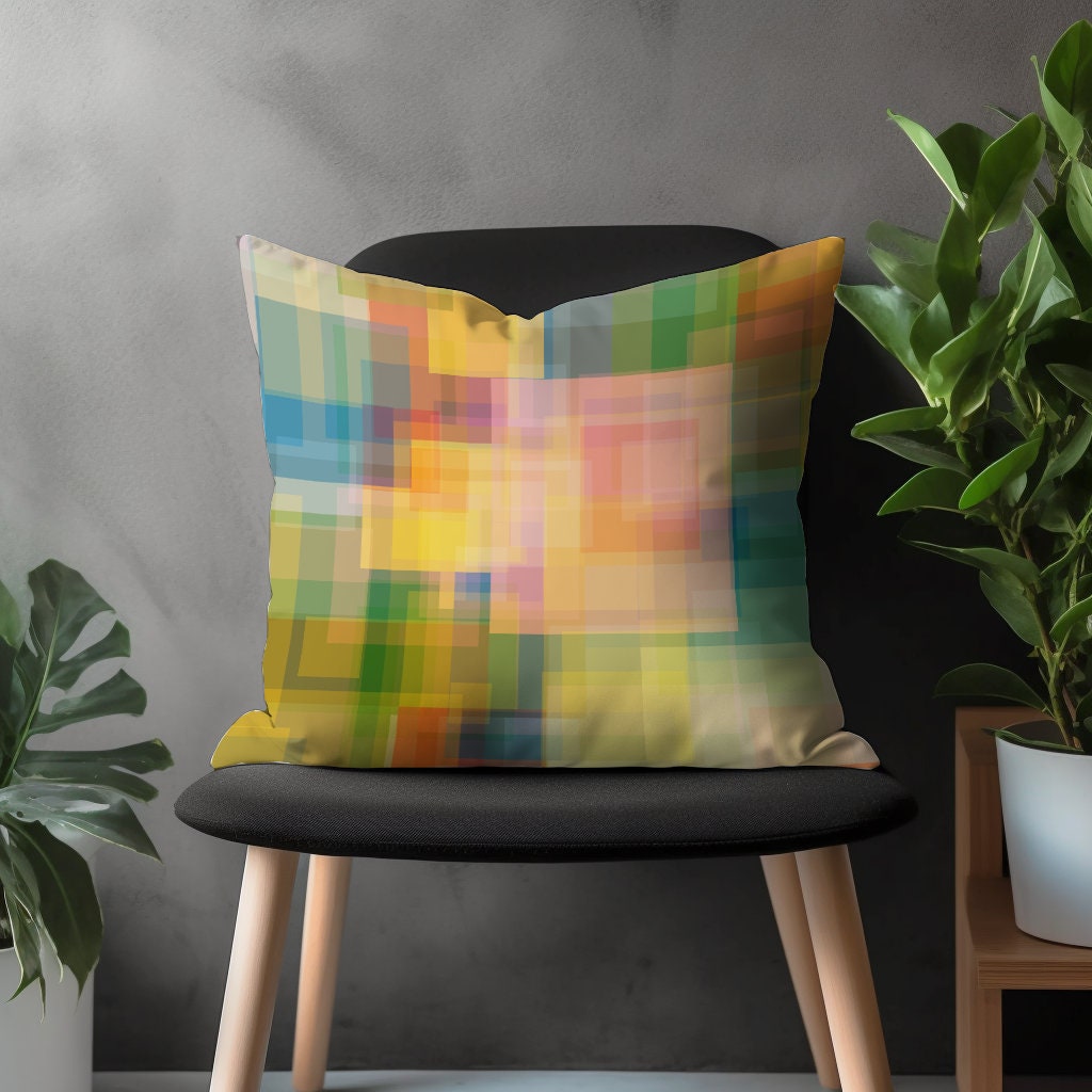 Colorful Pixel Pillow Cover, Abstract Cushion Case, Bright Living Room Decor, Vivid Bedroom Throw Pillow Case, Vibrant Home Decoration