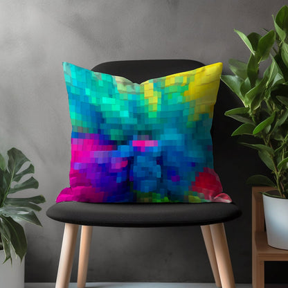 Colorful Pixel Pillow Cover, Abstract Cushion Case, Bright Living Room Decor, Vivid Bedroom Throw Pillow Case, Vibrant Home Decoration