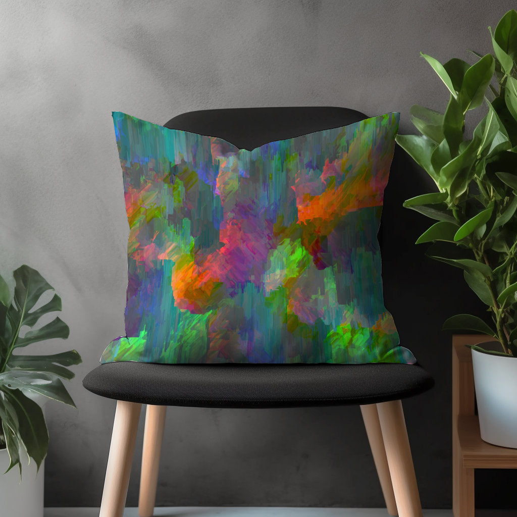 Vivid Abstract Pillow Cover, Boho Decorative Throw Pillow Case, Colorful Euro Sam Pillow, Splash Effect Bedroom Decor, 18x18 20x20 22x22