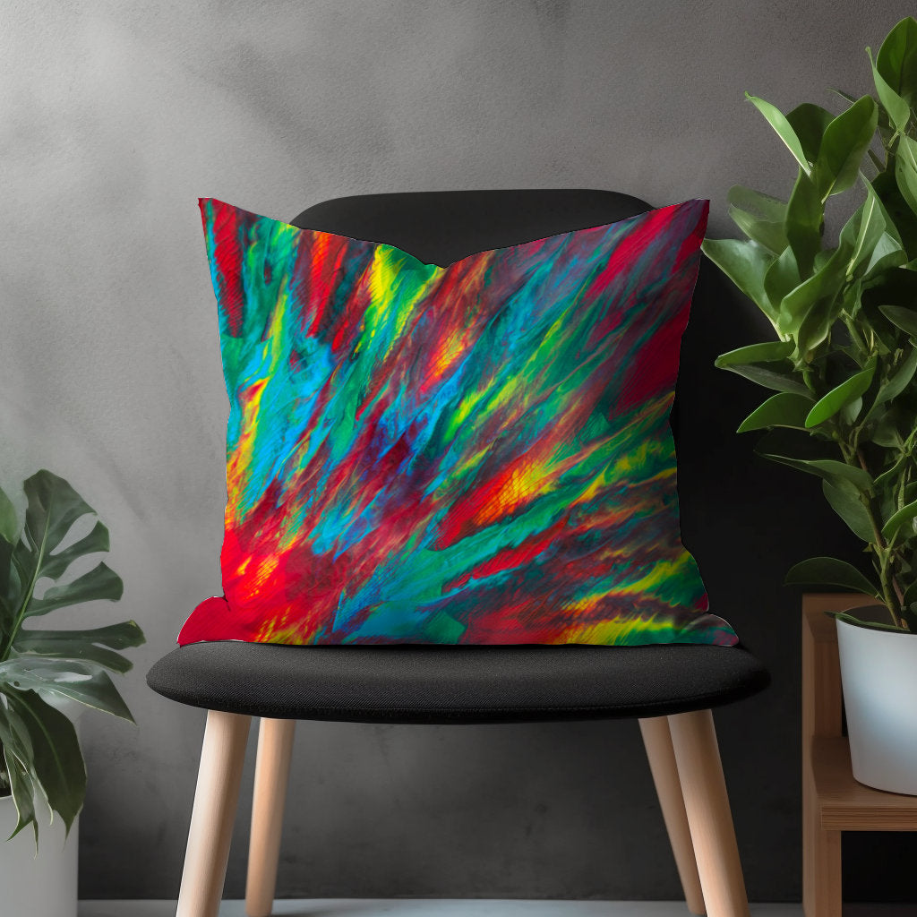 Vivid Abstract Pillow Cover, Boho Decorative Throw Pillow Case, Colorful Euro Sam Pillow, Splash Effect Bedroom Decor, 18x18 20x20 22x22