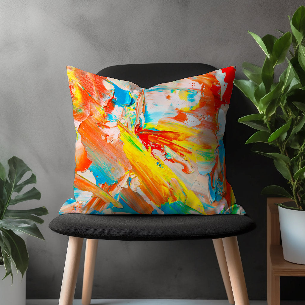 Vivid Abstract Pillow Cover, Boho Decorative Throw Pillow Case, Colorful Euro Sam Pillow, Splash Effect Bedroom Decor, 18x18 20x20 22x22