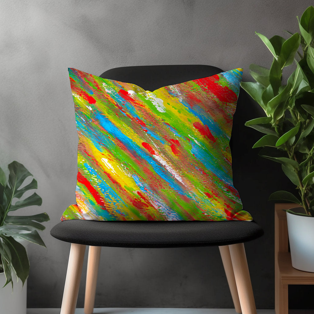 Vivid Abstract Pillow Cover, Boho Decorative Throw Pillow Case, Colorful Euro Sam Pillow, Splash Effect Bedroom Decor, 18x18 20x20 22x22