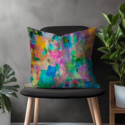 Paint Effect Pillow Cover, Brushed Stroke Cushion Case, Abstract Living Room Decoration, Colourful Boho Bedroom Throw Pillow Case