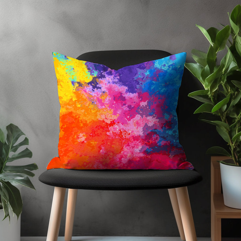 Paint Effect Pillow Cover, Brushed Stroke Cushion Case, Abstract Living Room Decoration, Colourful Boho Bedroom Throw Pillow Case