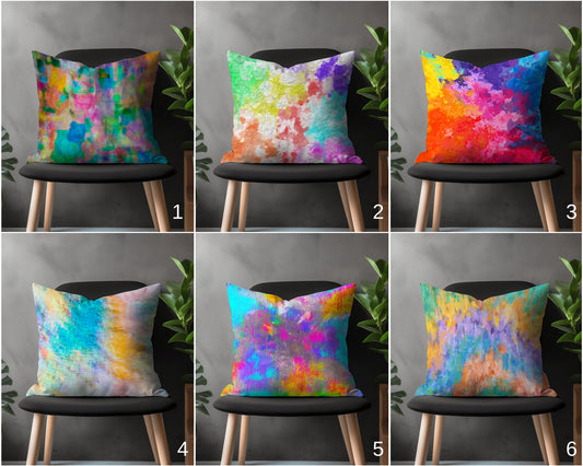 Paint Effect Pillow Cover, Brushed Stroke Cushion Case, Abstract Living Room Decoration, Colourful Boho Bedroom Throw Pillow Case