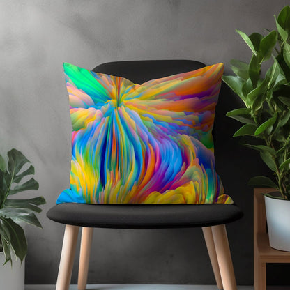 Abstract Colorful Pillow Cover, Vivid Bedroom Throw Pillow Case, Decorative Euro Pillow Shams, Multicolor Bright Living Room Decoration