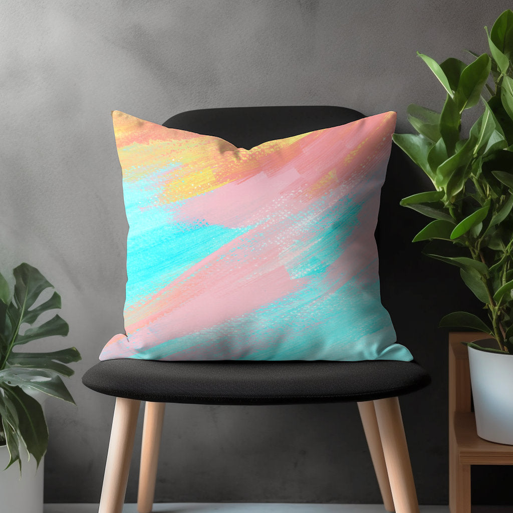 Colorful Stripe Pillow Cover, Rainbow Pattern Cushion Case, Boho Living Room Decoration, Eclectic Bedroom Throw Pillow Case