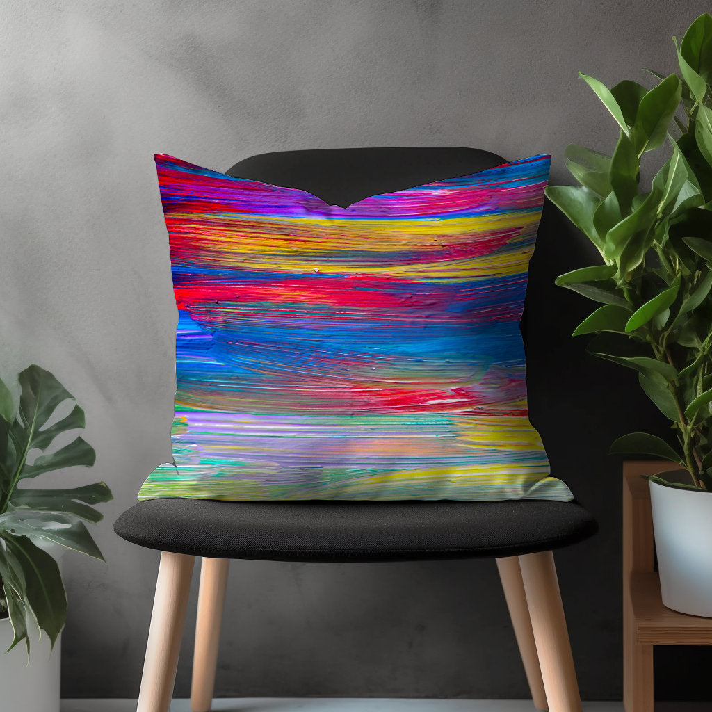 Abstract Vivid Pillow Cover, Boho Living Room Cushion Case, Colorful Bedroom Throw Pillow Case, Brushed Effect Decorative Home Decor