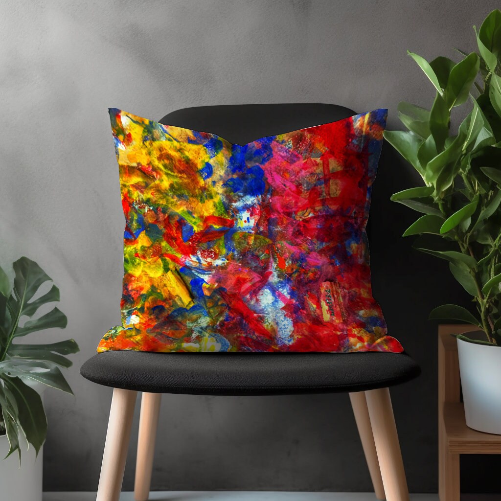 Abstract Vivid Pillow Cover, Boho Living Room Cushion Case, Colorful Bedroom Throw Pillow Case, Brushed Effect Decorative Home Decor