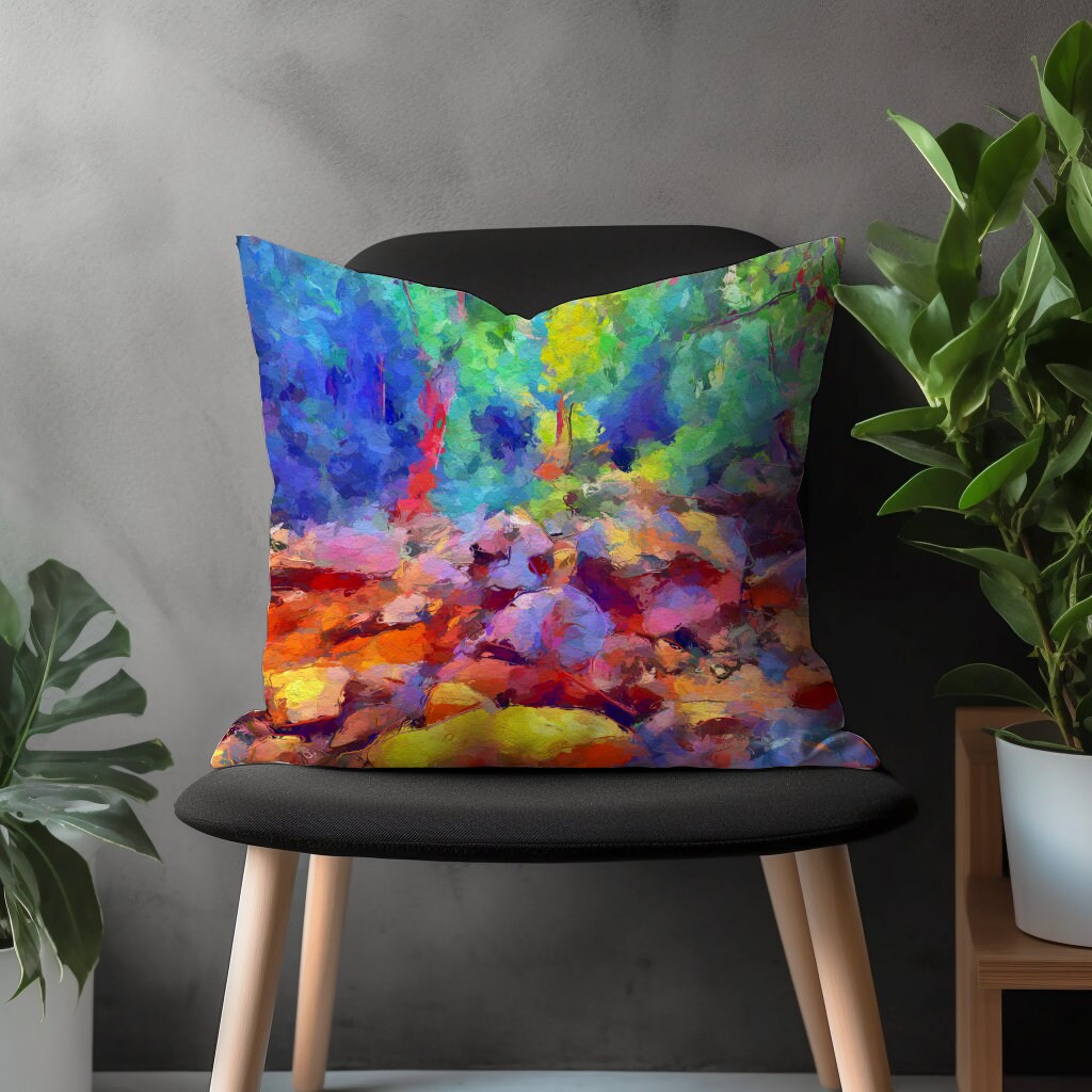 Abstract Vivid Pillow Cover, Boho Living Room Cushion Case, Colorful Bedroom Throw Pillow Case, Brushed Effect Decorative Home Decor