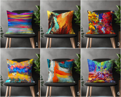 Abstract Vivid Pillow Cover, Boho Living Room Cushion Case, Colorful Bedroom Throw Pillow Case, Brushed Effect Decorative Home Decor