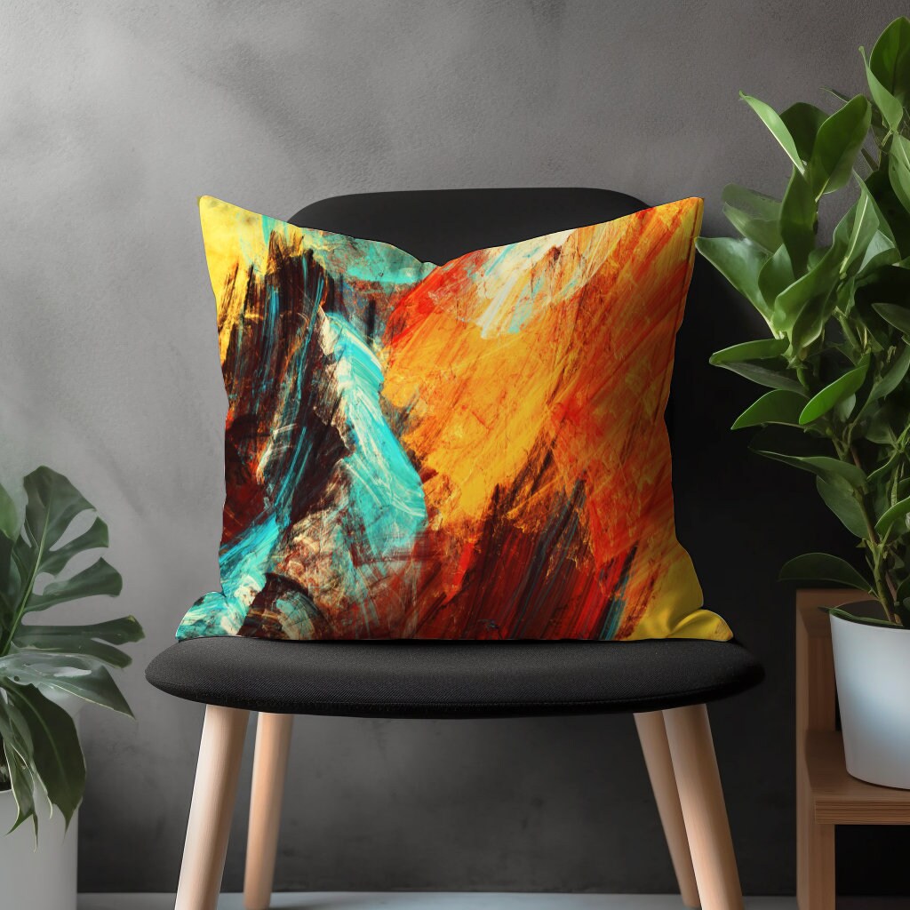 Abstract Vivid Pillow Cover, Boho Living Room Cushion Case, Colorful Bedroom Throw Pillow Case, Brushed Effect Decorative Home Decor