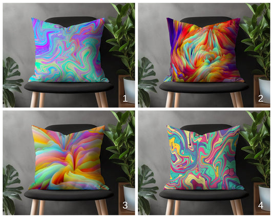 Vivid Bright Pillow Cover, Abstract Colorful Pillow Sham, Decorative Bedroom Throw Pillow Case, Modern Boho Living Room Decoration