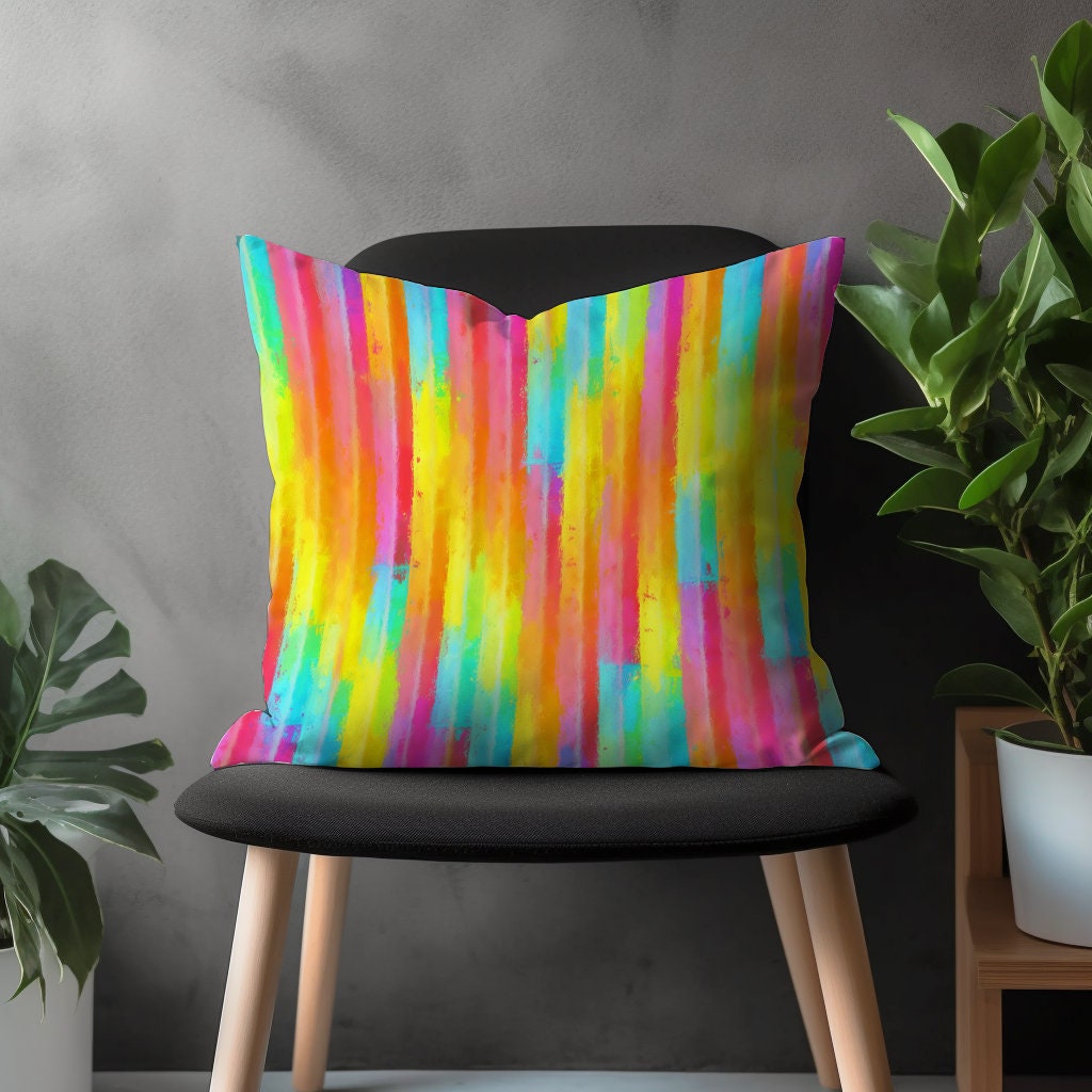 Abstract Vivid Pillow Cover, Vibrant Custom Decorative Throw Pillow Case, Colorful Modern Bedroom Pillow Sham, Living Room Decoration