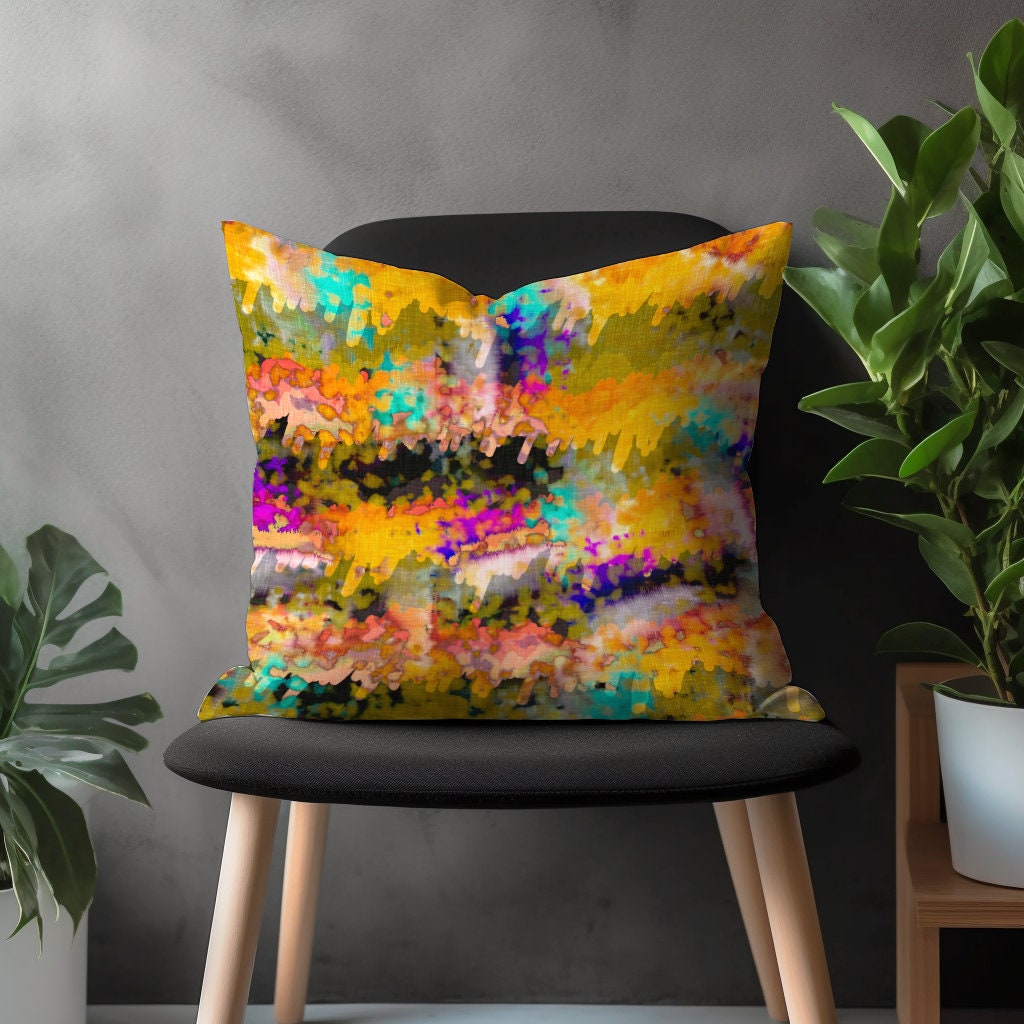 Abstract Vivid Pillow Cover, Vibrant Custom Decorative Throw Pillow Case, Colorful Modern Bedroom Pillow Sham, Living Room Decoration