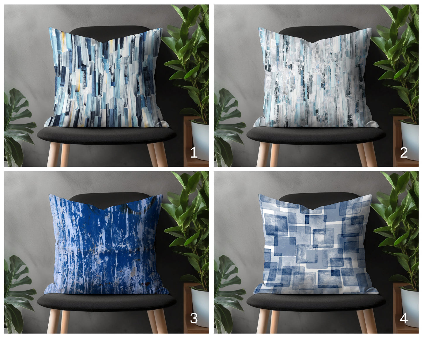 Blue Modern Pillow Cover, Brush Effect Cushion Case, Abstract Bedroom Throw Pillow Decoration, Boho Living Room Decor