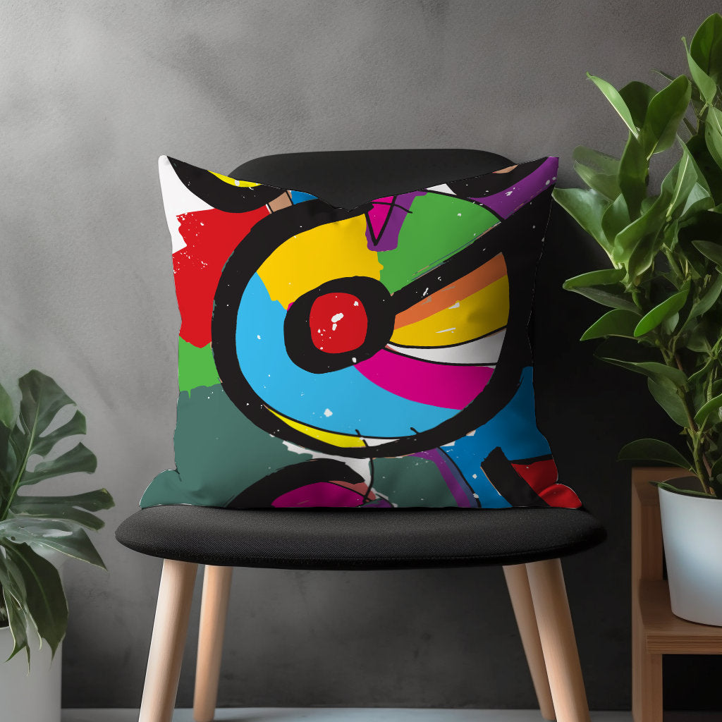 Colorful Abstract Pillow Cover, Retro Style Cushion Case, Mid Century Modern Vivid Living Room Decoration, Bright Bedroom Throw Pillow Case