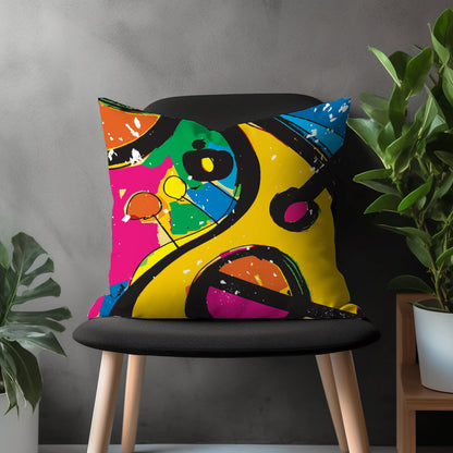 Colorful Abstract Pillow Cover, Retro Style Cushion Case, Mid Century Modern Vivid Living Room Decoration, Bright Bedroom Throw Pillow Case