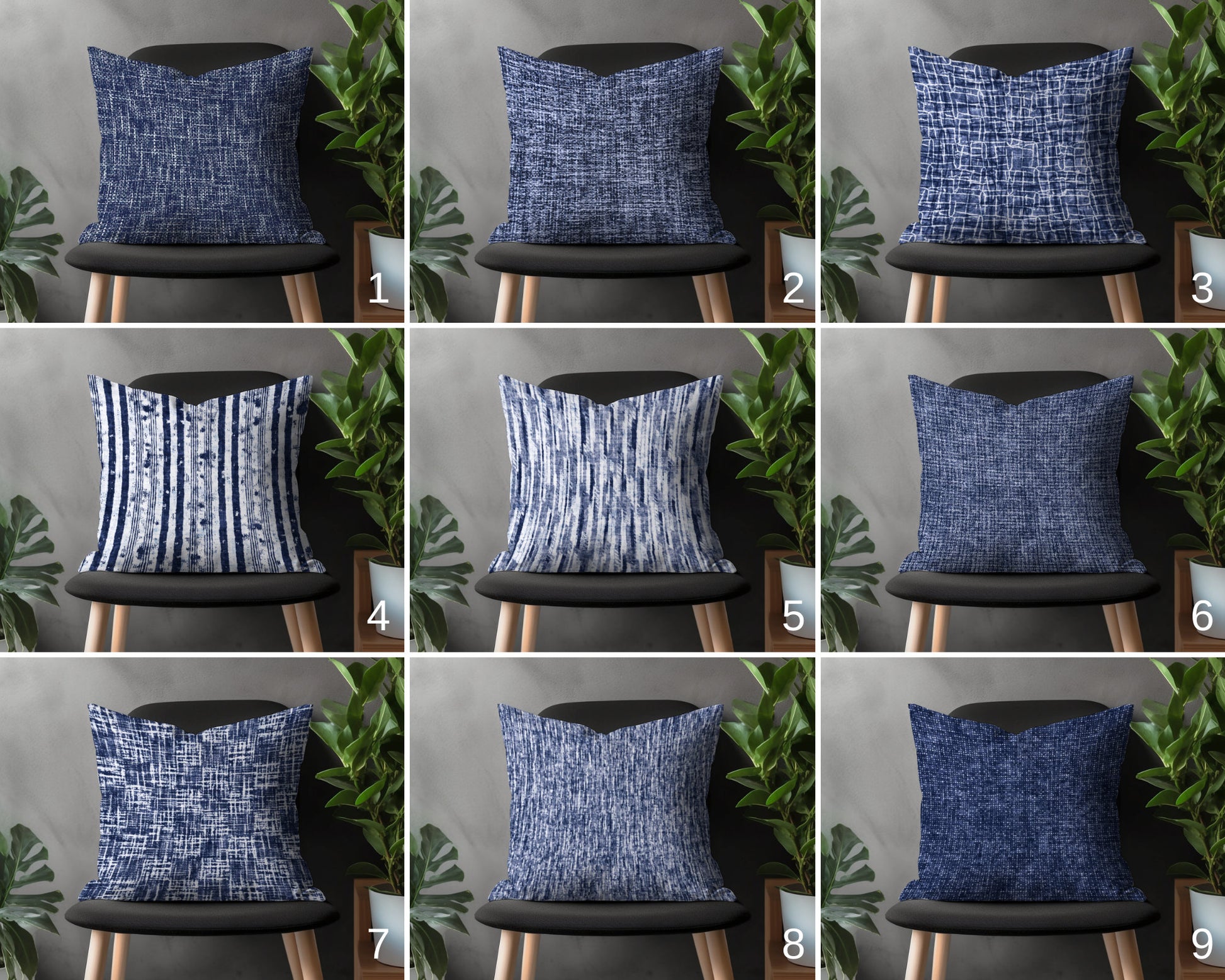 Navy Blue Basket Weave Look Pillow Cover, Blue Modern Cushion Case, Digital Printed Bedroom Throw Pillow Case, Living Room Decoration